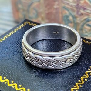 925 Avery Celtic spinner ring braided silver band substantial